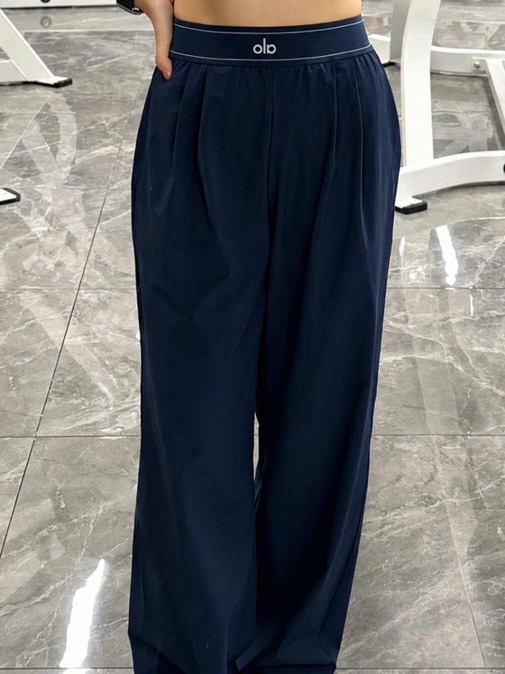 Navy Blue Alo Yoga🎉 Regular High-Waisted Loose Fit Classic Suit Up Pants 🌟 NWT